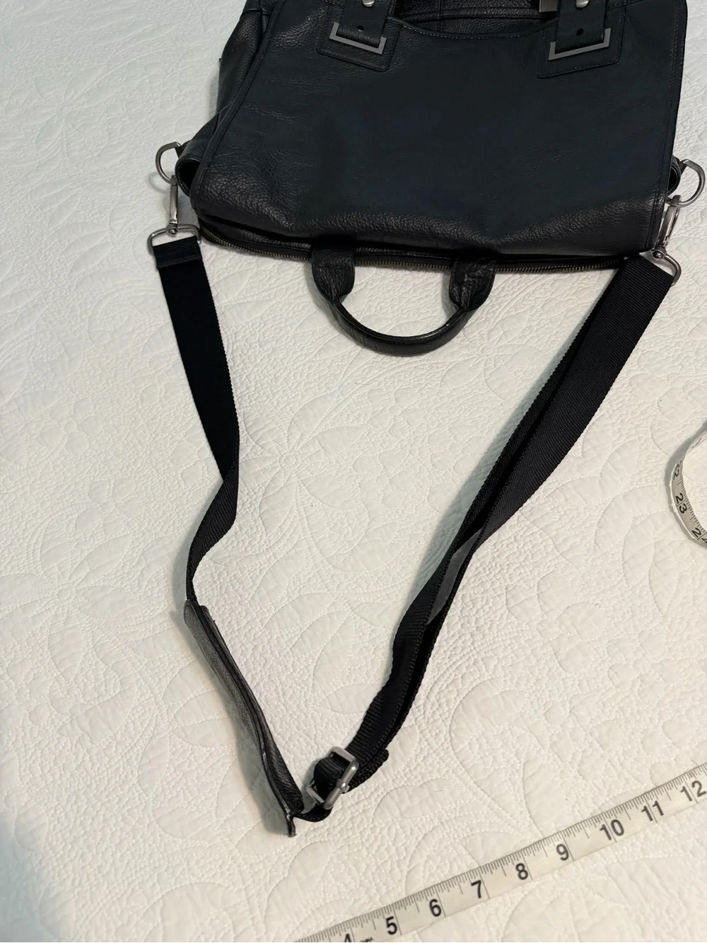 Leather Banana Republic Laptop Messenger Shoulder Bag Work Briefcase Black